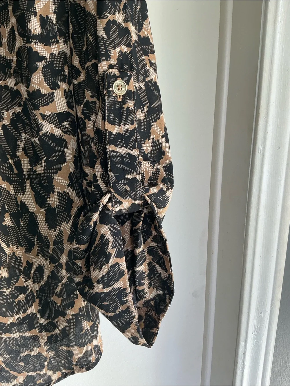 NWT Michael Kors Brown Leopard Print 3/4 Zip Women’s plus  Sz 1X